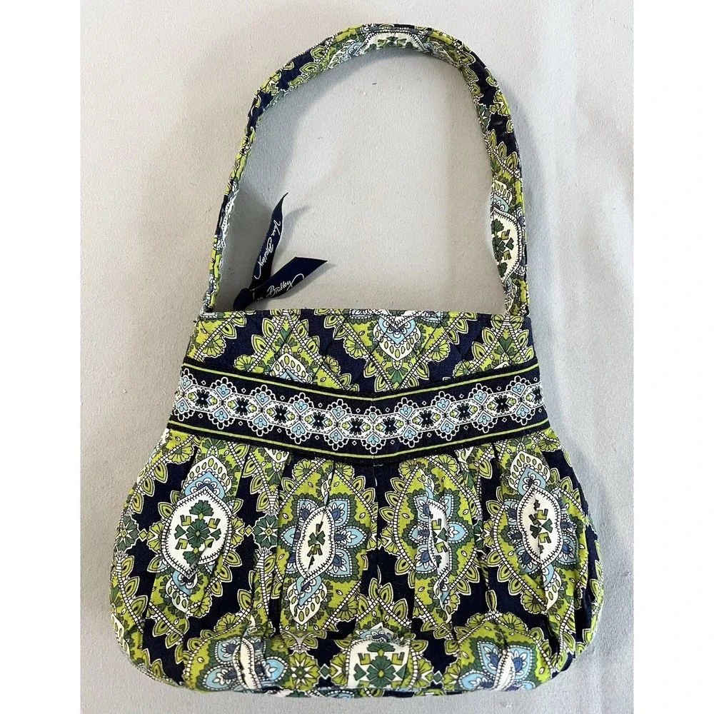 Vera Bradley Hannah Purse Hand Bag Cambridge Pattern Blue Green Paisley Quilted